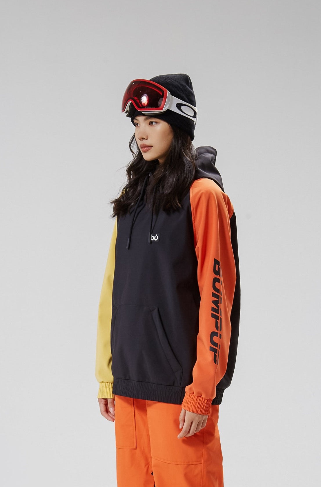 Yeti 22 Ski/Snowboard Hoodie Women Black/Orange/Yellow